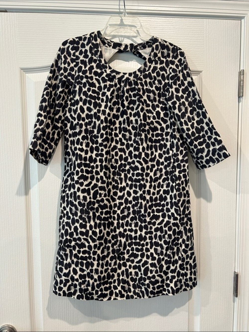 kate spade Black and White Leopard-Print Shift Mini Dress